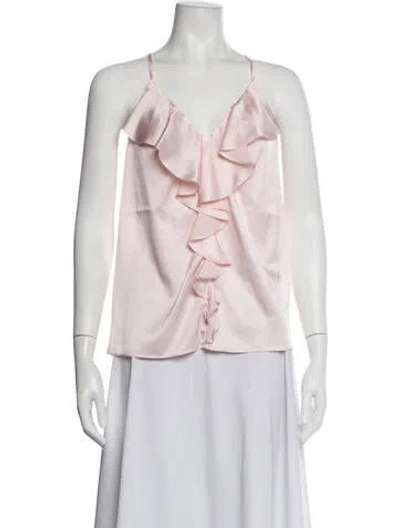 Pre-owned Ramy Brook Silk V-neck Blouse W/ Tags In Pink