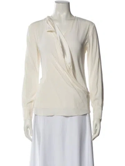 Pre-owned Ramy Brook Silk V-neck Blouse In White