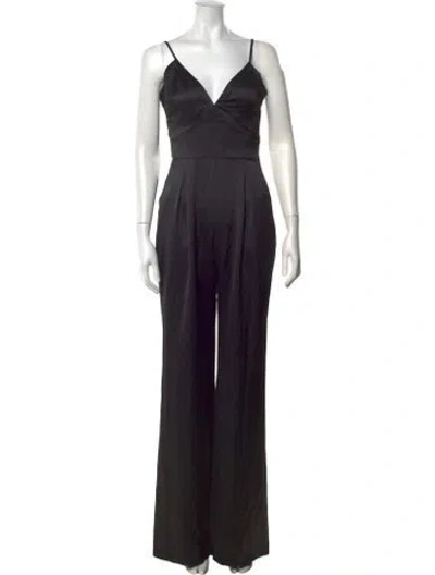 Pre-owned Ramy Brook Silk V-neck Jumpsuit In Black