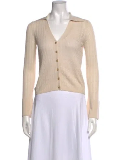 Pre-owned Ramy Brook Silk V-neck Sweater In Neutral
