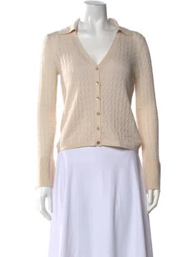 Pre-owned Ramy Brook Silk V-neck Sweater W/ Tags In Neutral