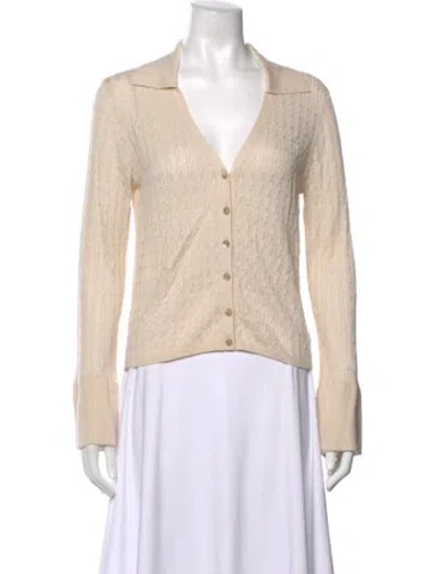 Pre-owned Ramy Brook Silk V-neck Sweater W/ Tags In Neutrals
