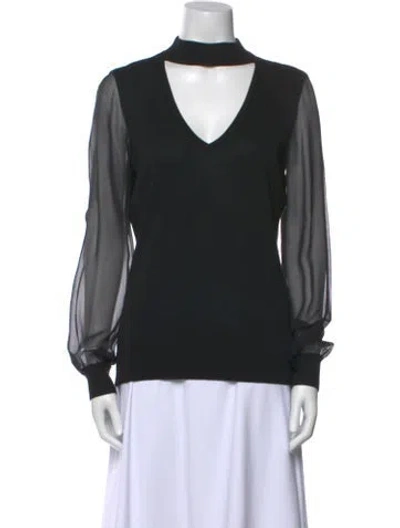 Pre-owned Ramy Brook Silk V-neck Sweatshirt In Black