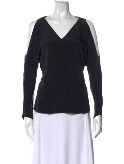Pre-owned Ramy Brook Silk V-neck Top In Black