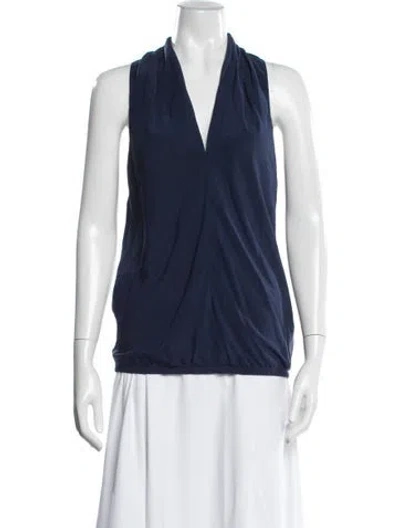 Pre-owned Ramy Brook Silk V-neck Top In Blue