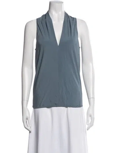 Pre-owned Ramy Brook Silk V-neck Top In Blue