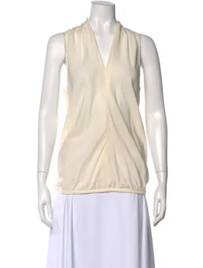 Pre-owned Ramy Brook Silk V-neck Top In Neutral