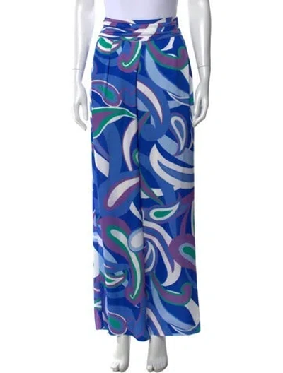 Pre-owned Ramy Brook Silk Wide Leg Pants In Blue
