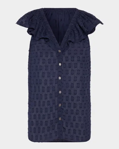 RAMY BROOK SILVIA DOT RUFFLE-TRIM TOP