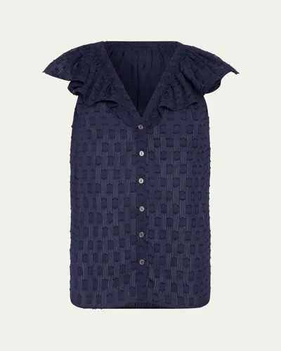 RAMY BROOK SILVIA DOT RUFFLE-TRIM TOP