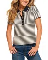 Ramy Brook Simone Collared Knit Short Sleeve Top In Spring Navy
