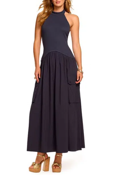 Ramy Brook Simonne Maxi Halter Dress In Navy