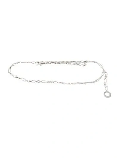 Pre-owned Ramy Brook Skinny Metal Chain-link Belt In Silver