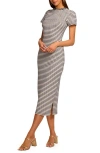 Ramy Brook Skye Stripe Short-sleeve Midi Dress In Spring Navy Pucker