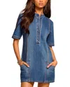 Ramy Brook Skylar Short Sleeve Denim Mini Dress In Medium Wash