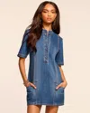 Ramy Brook Skylar Short Sleeve Denim Mini Dress In Medium Wash