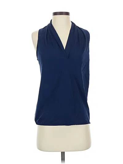 Pre-owned Ramy Brook Sleeveless Silk Top Blue Halter Neckline Tops
