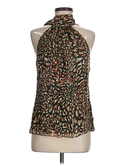 Pre-owned Ramy Brook Sleeveless Silk Top Brown Halter Neckline Tops