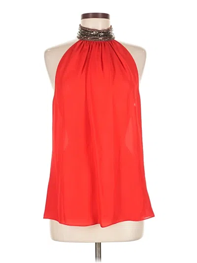 Pre-owned Ramy Brook Sleeveless Silk Top Red Halter Neckline Tops
