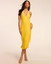 Ramy Brook Sloan Beaded Halter Midi Dress In Lemon Bead