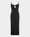 Ramy Brook Sloan Plunging Ribbed Knit Midi Dress In Black
