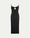 Ramy Brook Sloan Plunging Ribbed Knit Midi Dress In Black