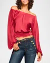 Ramy Brook Sonja Off-the-shoulder Top In Ruby