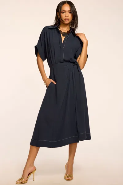 Ramy Brook Sonnet Embroidered Midi Dress In Blue