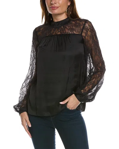 Ramy Brook Sorinda Lace Mock Neck Top In Black