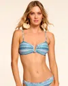 Ramy Brook Sparkle Chevron Jaedyn Strapless Bandeau Bikini Top In Blue