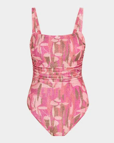 Ramy Brook Sparkle Hudson One-piece Swimsuit In Perfect Pink Sparkle