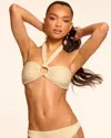Ramy Brook Sparkle Scalloped Mari Halter Bikini Top