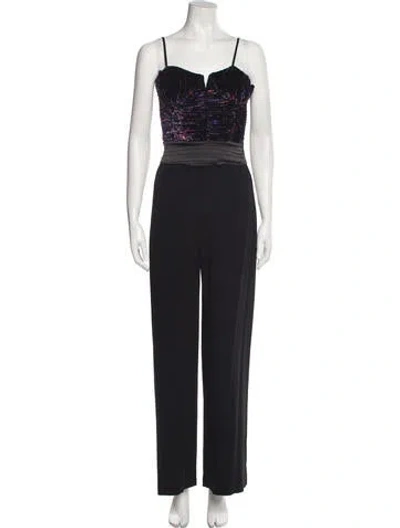 Pre-owned Ramy Brook Square Neckline Jumpsuit In Black