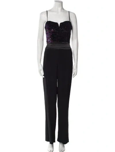 Pre-owned Ramy Brook Square Neckline Jumpsuit In Black