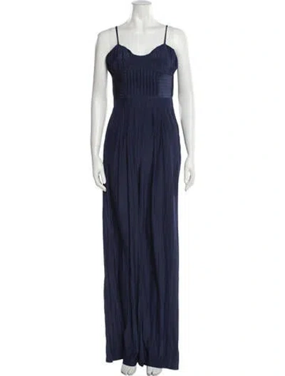 Pre-owned Ramy Brook Square Neckline Jumpsuit W/ Tags In Blue