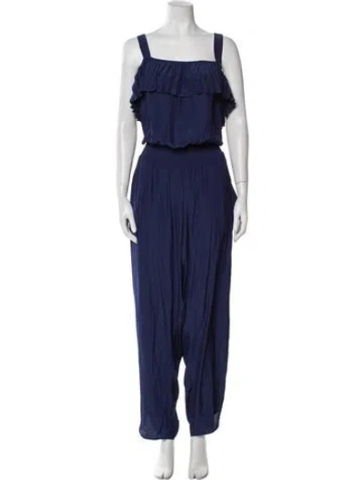 Pre-owned Ramy Brook Square Neckline Jumpsuit W/ Tags In Blue