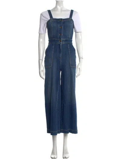 Pre-owned Ramy Brook Square Neckline Jumpsuit W/ Tags In Blue