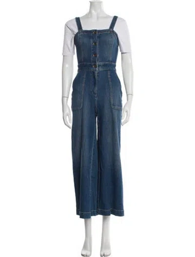 Pre-owned Ramy Brook Square Neckline Jumpsuit W/ Tags In Blue