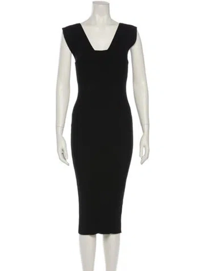 Pre-owned Ramy Brook Square Neckline Knee-length Dress In Black