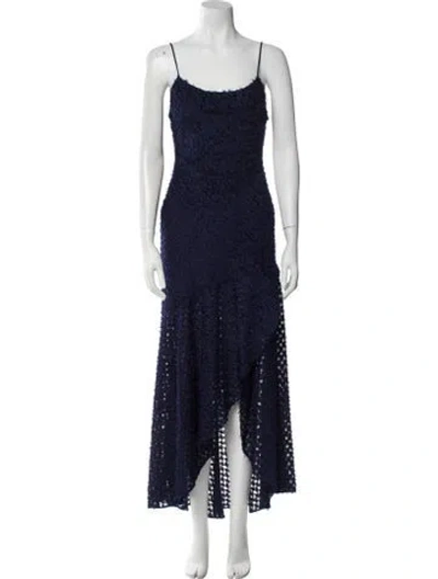 Pre-owned Ramy Brook Square Neckline Long Dress In Blue
