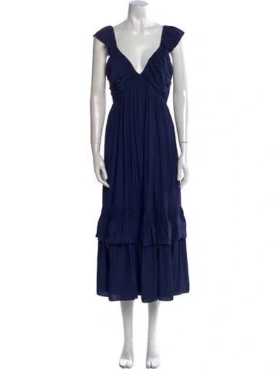 Pre-owned Ramy Brook Square Neckline Long Dress In Blue