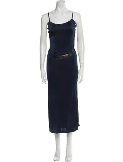 Pre-owned Ramy Brook Square Neckline Long Dress W/ Tags In Blue