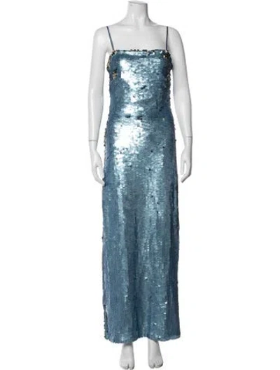 Pre-owned Ramy Brook Square Neckline Long Dress W/ Tags In Blue