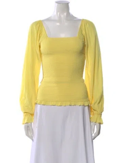 Pre-owned Ramy Brook Square Neckline Long Sleeve Top In Yellow