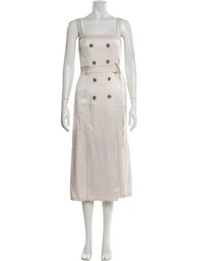Pre-owned Ramy Brook Square Neckline Midi Length Dress In Neutral