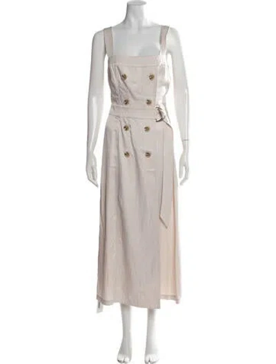 Pre-owned Ramy Brook Square Neckline Midi Length Dress In Neutrals