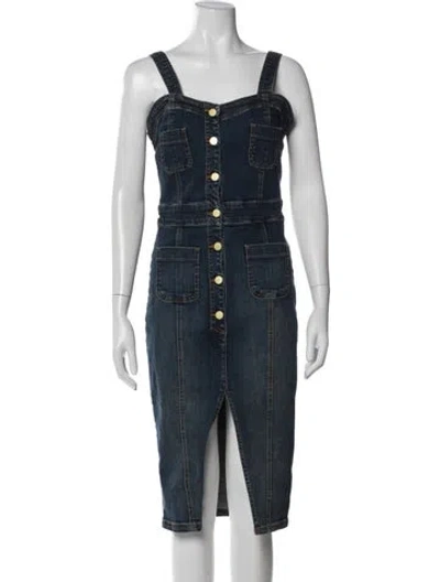 Pre-owned Ramy Brook Square Neckline Midi Length Dress W/ Tags In Blue