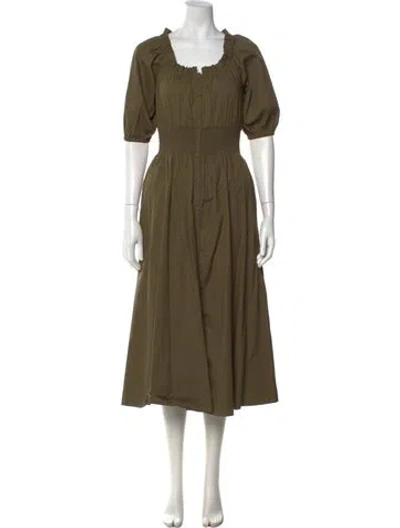 Pre-owned Ramy Brook Square Neckline Midi Length Dress W/ Tags In Green