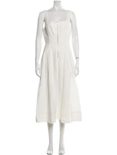 Pre-owned Ramy Brook Square Neckline Midi Length Dress W/ Tags In Neutrals