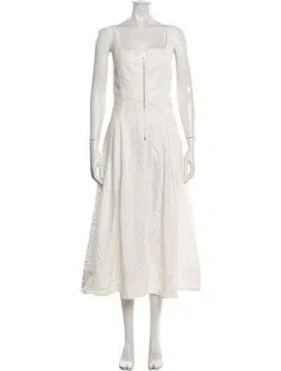 Pre-owned Ramy Brook Square Neckline Midi Length Dress W/ Tags In Neutrals